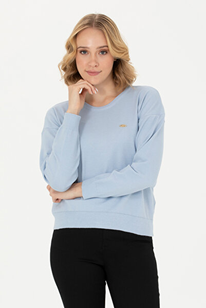 U.S. Polo Assn. Women's Blue Melange Crew Neck Sweater 50253026-Vr113