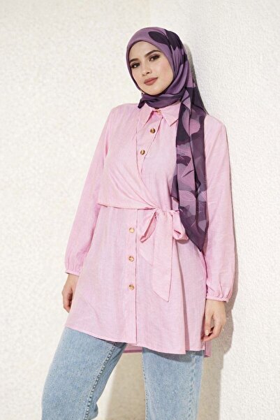 Moda Neva Άνετο πουκάμισο με λεπτομέρεια πλαϊνής δέσμευσης