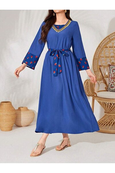 Iuliashop Rochie lungă albastră Ceretta cu șnur - S