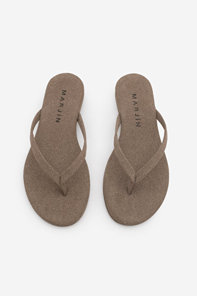 Marjin Kadın İnce Bantlı Parmak Arası Yuvarlak Burun Günlük Terlik Navisa Viz...