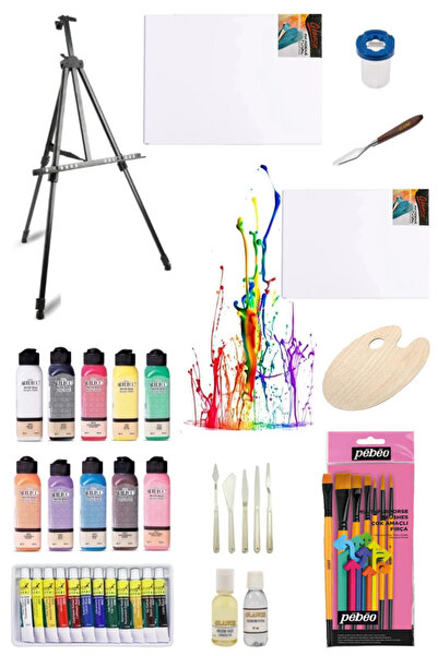 GLANCE Artdeco 140 ml Akrilik Boya ve Fanart 12x12 ml Yağlı Boya ve 35x50 5x3...