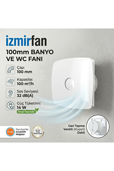 Venteurope Fine 100 BD Dekoratif Sessiz Banyo Fanı - Geri Tepme Valfli Mutfak...