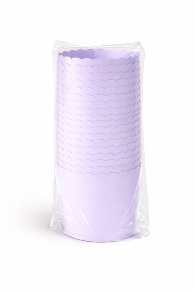 Happyewent 25-Pack Light Lilac Cupcake Capsules |   Wavy Edge Muffin Mold |   Packaged Product