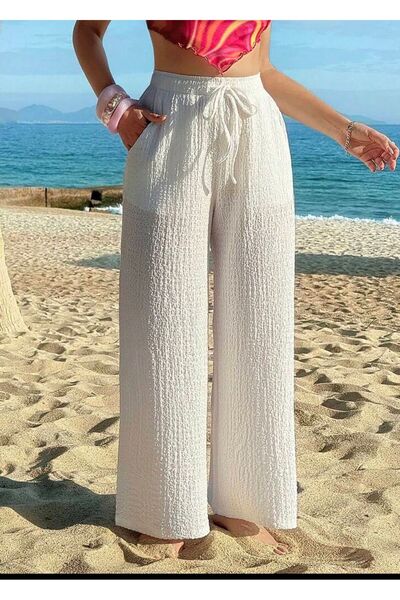 trendgar Γυναικείο παντελόνι με λεπτομέρεια σε λευκό σχέδιο φυσαλίδων και άνε...