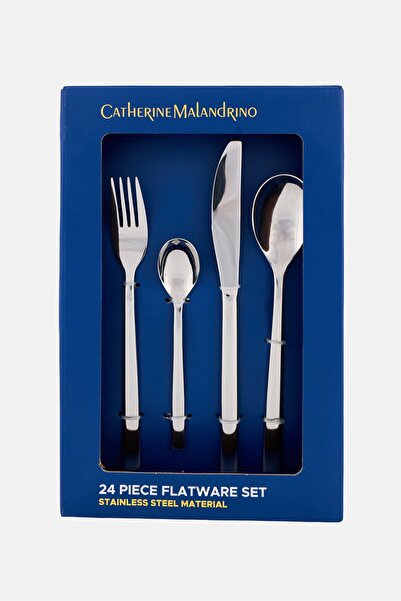 Catherine Malandrino 24 Pieces Stainless Steel Flatware Set, Silver