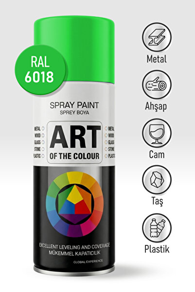 Badem10 RAL6018 Yeşil Prof. Sprey Boya Metal Ahşap Taş Plastik ve Cam Yüzeyle...