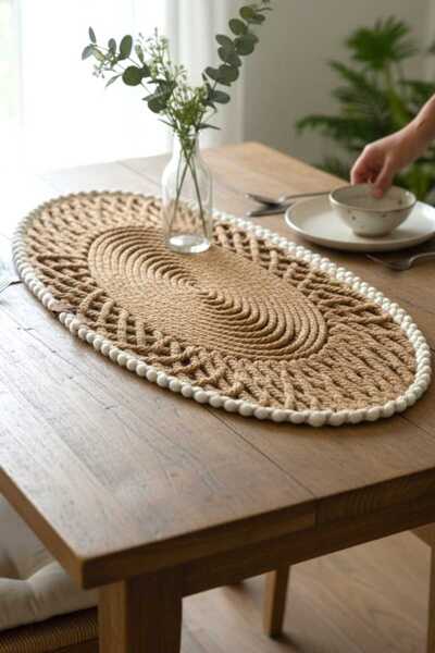 home inn Οβάλ Μοντέρνο Ράνερ - 85x35 εκ. Πλεκτό Τραπεζομάντιλο Μοντέλο - Ράνε...