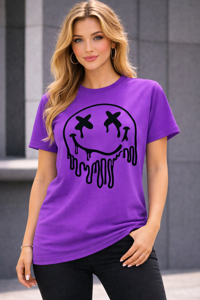 VODEXA Tricou oversize unisex MELTING FACE imprimat 100% bumbac, croială conf...
