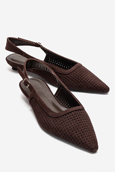 LuviShoes AVIVA Kahverengi Süet Sivri Burunlu Kadın Alçak Topuklu Ayakkabı