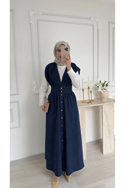 salisburys Γυναικείο αμάνικο τζιν φόρεμα Molly Nelly με κορδόνι και ζώνη