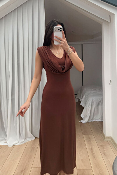 Sindimoda Lenal Degaje Yaka Midi Elbise 4542