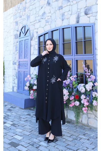 NİSUM MODA Σετ Βαμβακερών Λευκών Ειδών με Τρία Λουλούδια