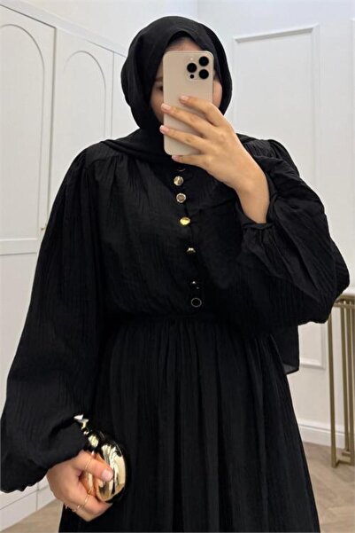 Dipmoda Women's Black Skirt with Ruffles and Button Details, Cotton Loose-Fit...