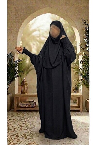 ISHRAQAT AL-AMAL جلباب أو حجاب أو عبايه إسلامي بقطعتين وبمطاط باليد متعدد الالوان وبنقاب طبقات وقصه كلوش