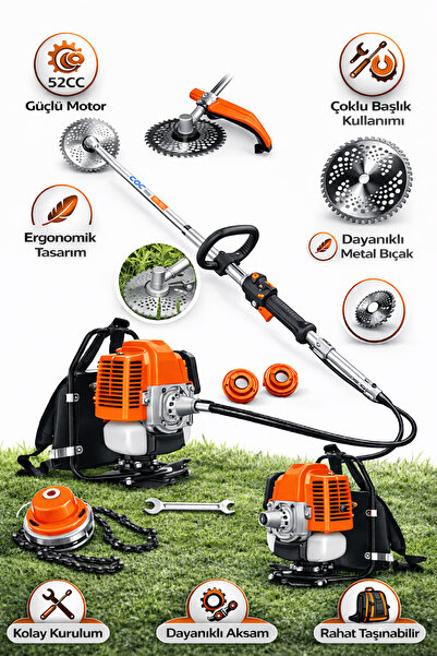 wüber KMPLUS 4x4 20HPX Zamanlı Sırt Tipi Benzinli Motorlu Ot Çalı Tırpanı Çim...