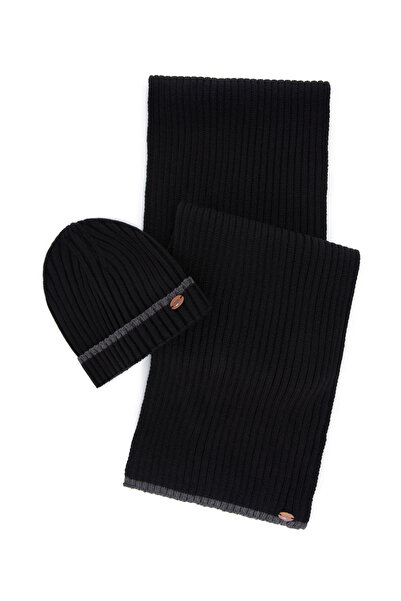 U.S. Polo Assn. Men's Black Kaşkol Beret Set 50260783-Vr046
