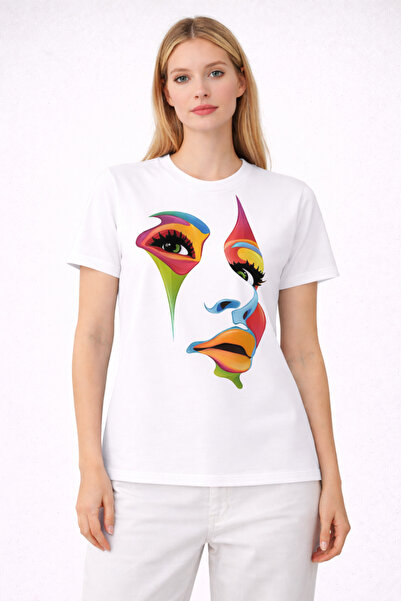 VODEXA Tricou oversize unisex, imprimat pe jumătate, 100% bumbac, croială con...