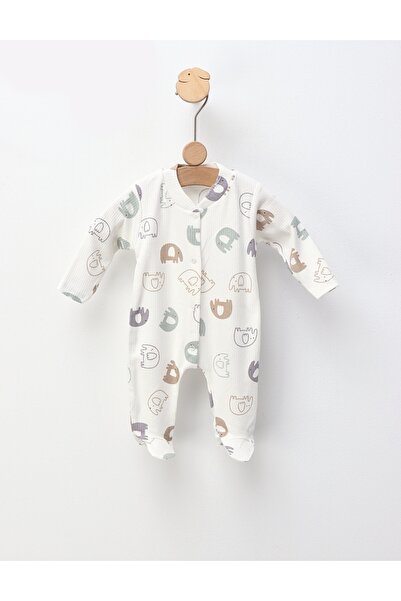 MiniKids Πλεκτή ολόσωμη φόρμα, με μποτάκια, Elefantei, λευκό