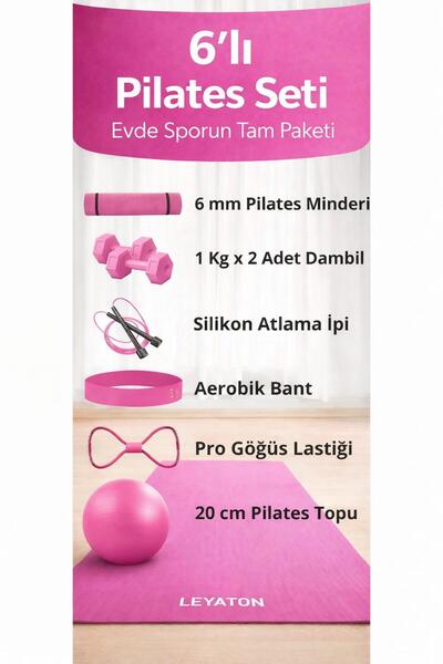 Leyaton Tüm Vücut Fitnessı İçin İdeal Pilates Seti - Mindere, Dambıla ve Daha Fazlasına Sahip!
