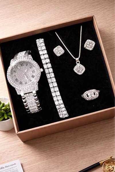 Geneva Platinum Κομψό Γυναικείο Σετ Ρολόι και Κοσμήματα