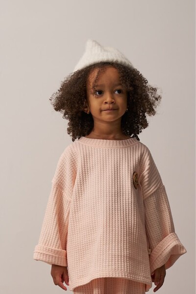 Oh La La Koala For Little Ones Pudra Cookie Nakışlı Salaş Kız Çocuk Kazak