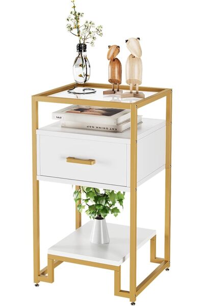 Garvee Modern Coffee Table with Tempered Glass Top