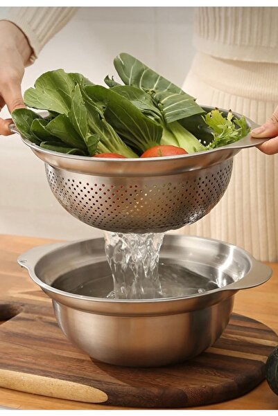 CEZVE HOME Paslanmaz Çelik Derin Elek – Meyve Sebze Makarna Süzme Kabı 26 cm ...
