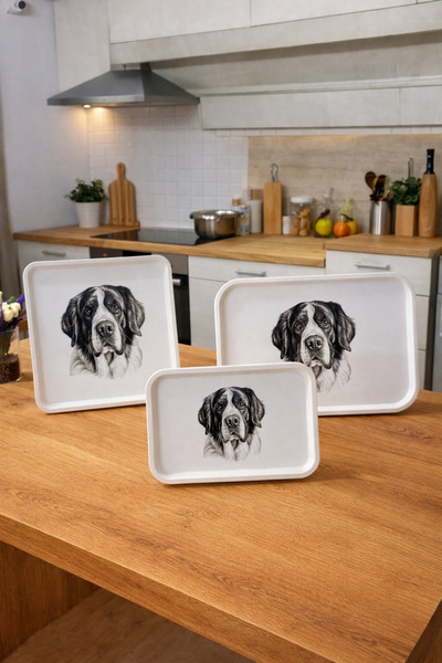 ZucciHome Dog Patterned 3-Piece Tray Set |   42X30 |   33X33 |   30X20 |   De...