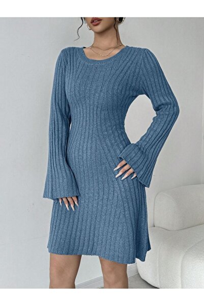 Iuliashop Rochie scurtă tricotată Inko Blue - S