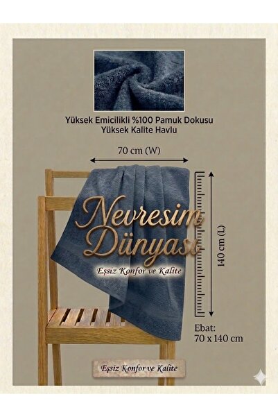 Nevresim Dünyası Πετσέτα Prime 70x140 Σκούρο Μπλε