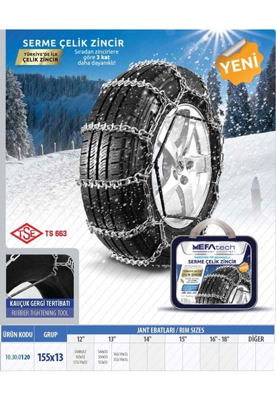Fym Tc19-293002 Mefatech Snow Chain Serme Merdi̇ven 155X13 Sm120 Imported Pre...