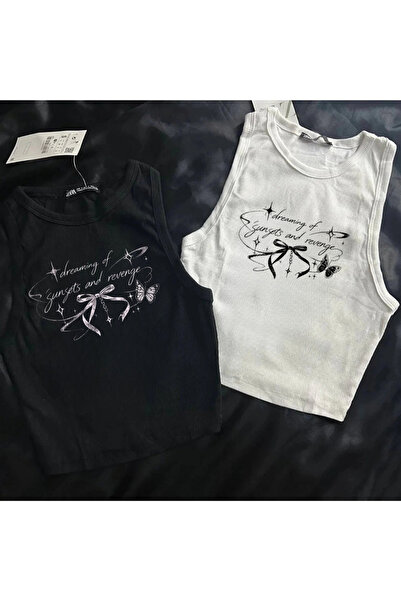 Gofeel Chaos Scribble Art Printed Sleeveless Crop