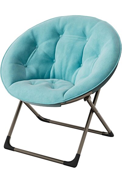 Garvee Saucer Chair – Plush Lazy Lounge Moon Chair with Folding Metal Frame