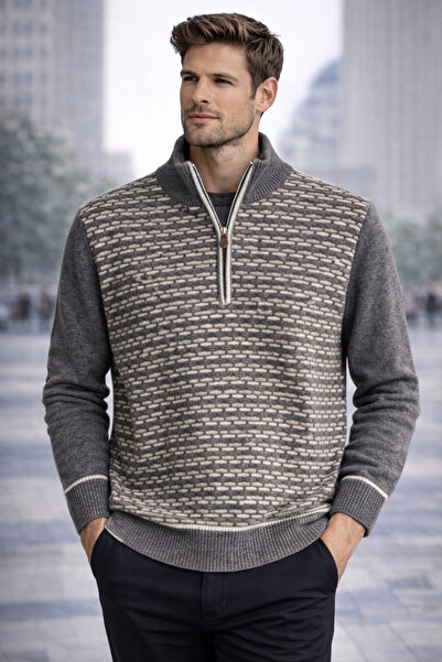 MARCO SERUSSI Lambswool yarım fermuarlı kazak