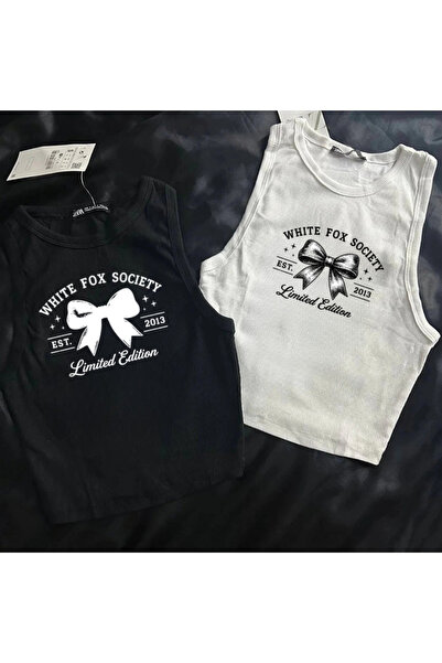 Gofeel White Fox Society Printed Sleeveless Crop