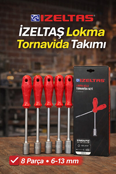 İzeltaş 🔧 Lokma Uçlu Tornavida Takımı – 8 Parça
