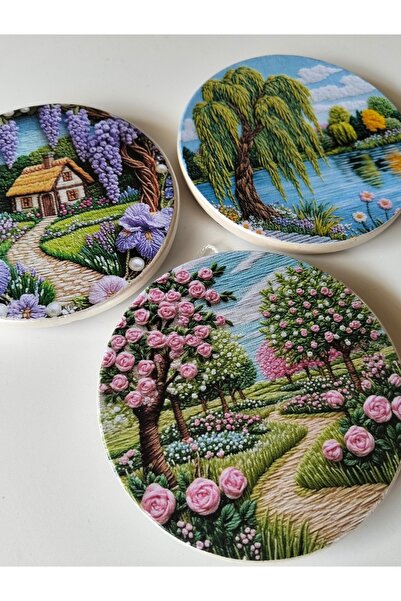ZeyMin Art Nakış temalı 3lü duvar süsü