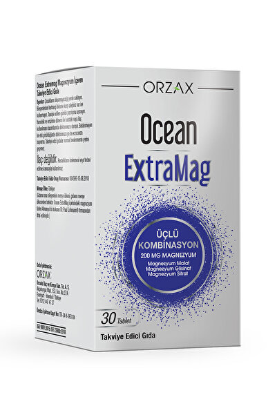 Orzax Ocean ExtraMag Üçlü Kombinasyon Magnezyum 200 mg Takviye Edici Gıda 30 ...