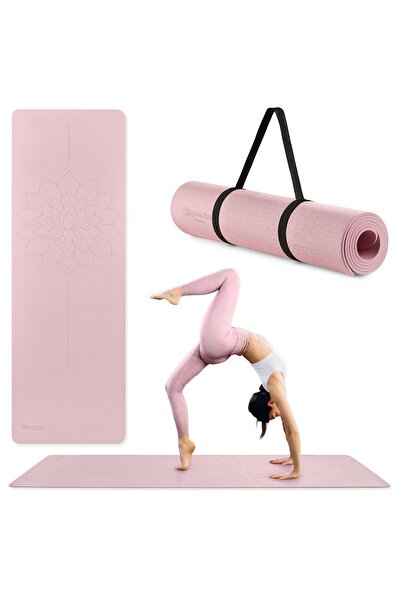 HyperMotion Saltea yoga Lotus TPE 6 mm roz cu curea