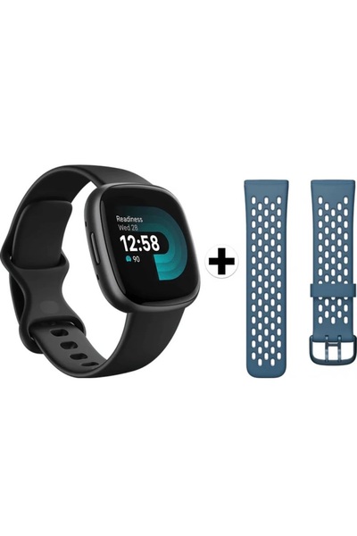 Fitbit Versa 4 Aluminum 41mm Water Resistant Smartwatch (Black)