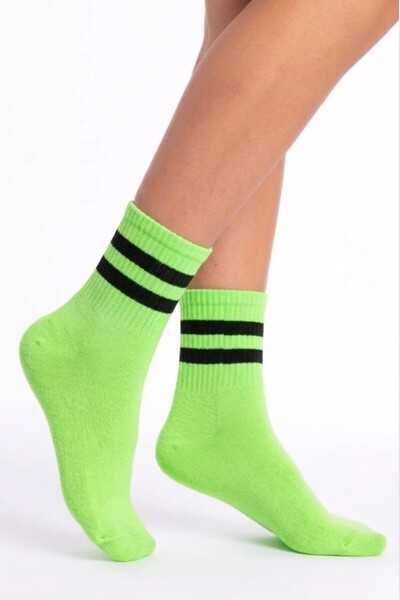 Esinti Γυναικείες κάλτσες σε πράσινο νέον χρώμα με ρίγες Unisex Κάλτσες για ε...