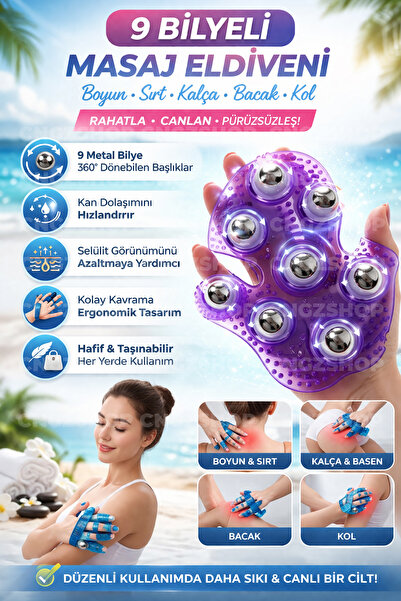 CNGZSHOP Neck Hip Anti-Cellulite Body Relaxation 9 Ball Massage Glove