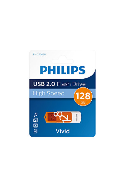 Philips FM12FD05B, 128GB, USB 2.0, Vivid, Turuncu, Flash Disk