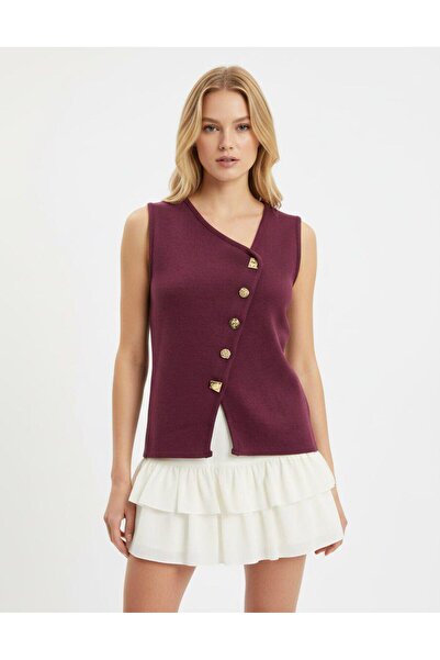 fuşyha butik V-Neck Button Detailed Knitwear Jacket