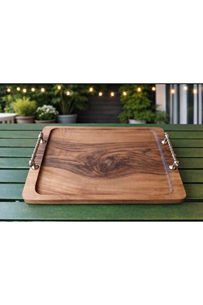 WoodBay صينية تقديم من خشب الجوز - حجم صغير 34x25 سم - صينية تقديم من الخشب ا...