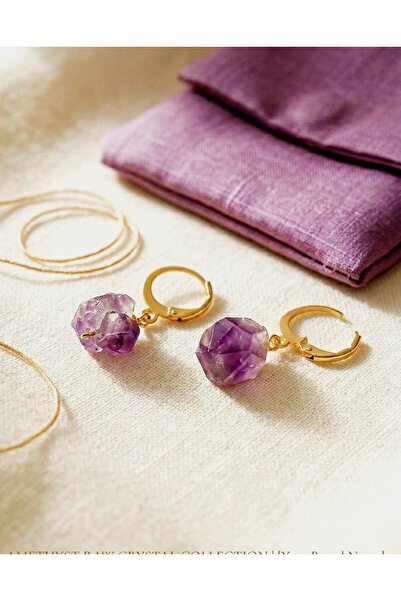 LADYMİRAGE Amethyst Stone Steel Earrings