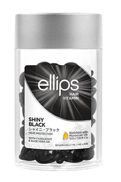 Ellips Shiny Black with Moroccan Argan Oil, Heat Protection With Candlenut Al...