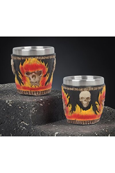 e-life shop Set de 2 pahare premium din oțel inoxidabil, brodate cu craniu și...