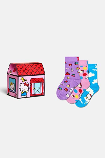 Happy Socks - Çocuk Hello Kitty Temalı 3'lü Çorap Hediye Seti