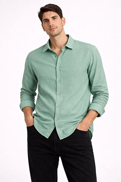 CLASSİCS MEN Ανδρικό βαμβακερό κανονικό φαρδύ μακρυμάνικο πουκάμισο Huffa 7585